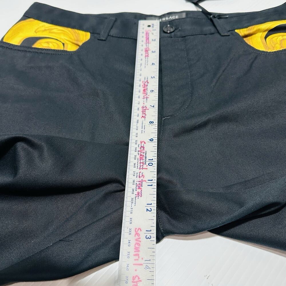 Versace Pants Men IT 52/ US 36 Black Barocco Cotton Twill Straight Leg NWT $900 - Picture 12 of 14